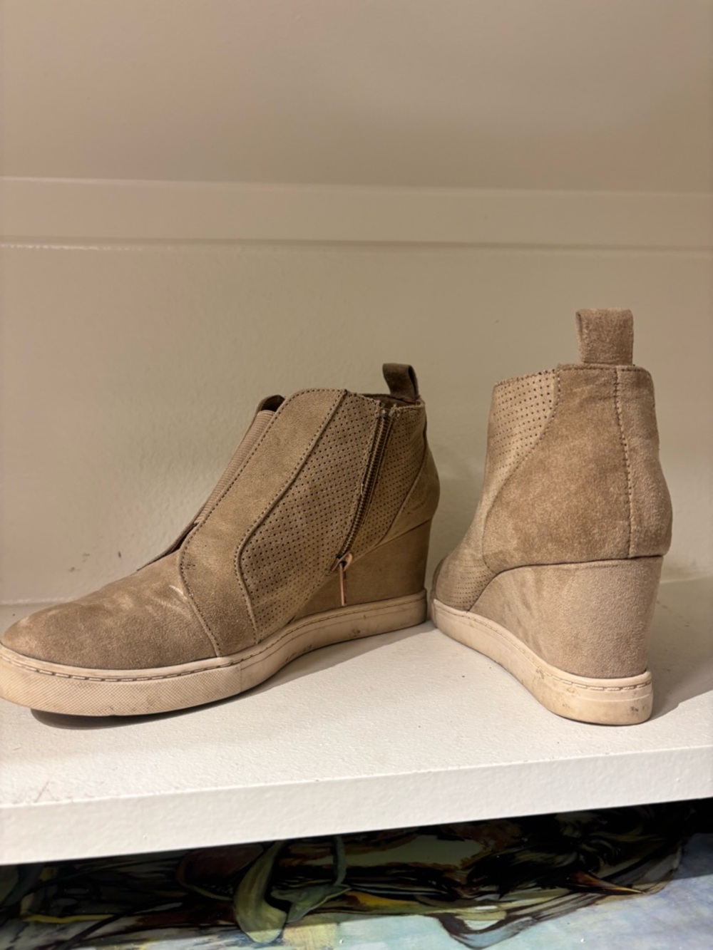 a new day Taupe Suede Wedge Ankle Sneakers